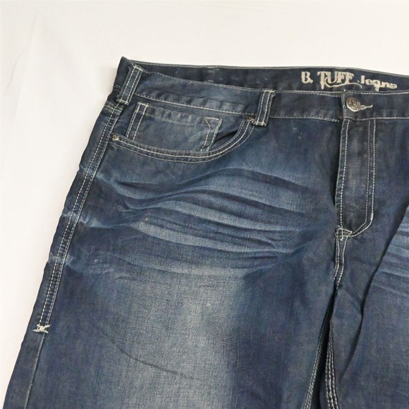 B Tuff 42 x 32 Country Road Bootcut Dark Wash Bold Stitch‎ Denim Jeans - Picture 2 of 7